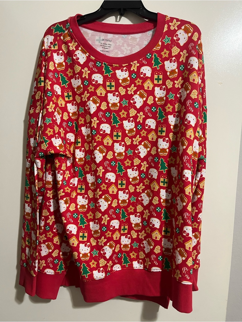 Red Holiday Character Print Pajama Top